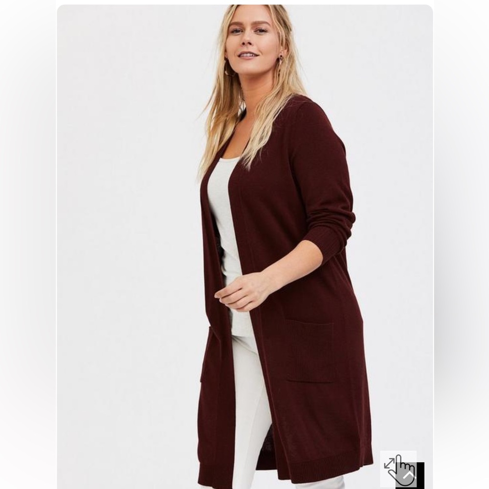 TORRID SIZE 2 2X 18-20 WORN TWICE CARDIGAN OPEN FRONT LONGLINE SWEATER